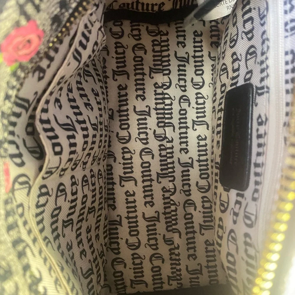 Juicy Couture Charcoal and Pink Floral Satchel with Structured Design - Picture 7 of 7